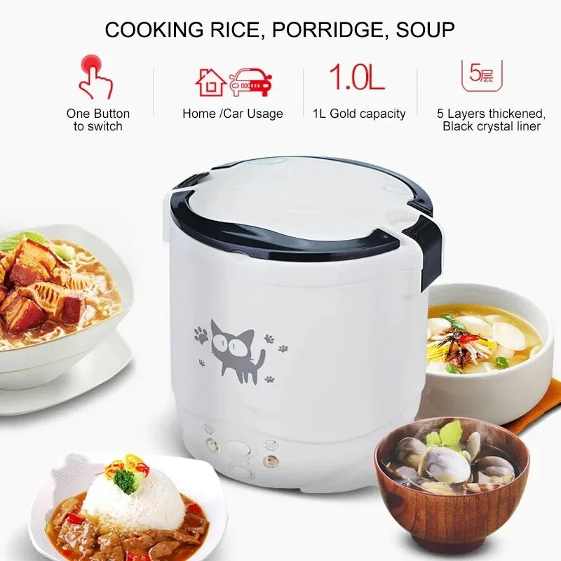 Portable Electric Rice Cooker - Multi-Cooker for Home Vehicle 12V24V220V - ZOOMNSTORE