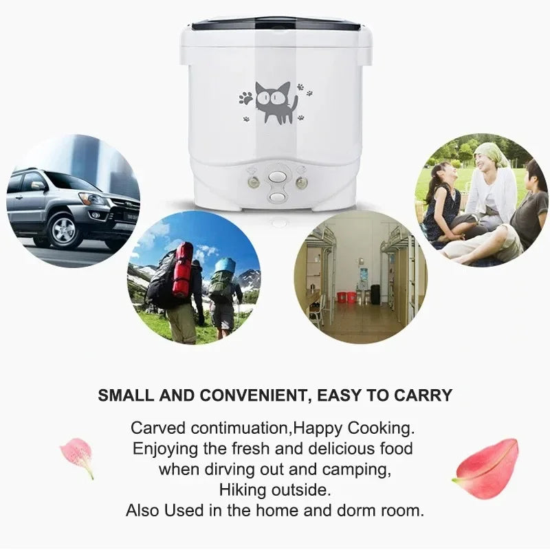 Portable Electric Rice Cooker - Multi-Cooker for Home Vehicle 12V24V220V - ZOOMNSTORE