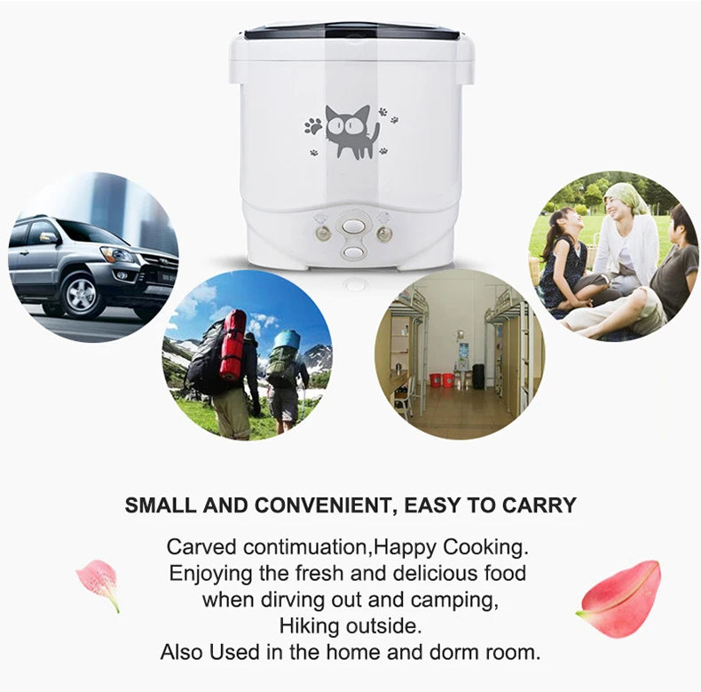 Portable Electric Rice Cooker - Multi-Cooker for Home Vehicle 12V24V220V - ZOOMNSTORE