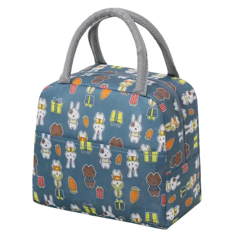 Cute Animal Pattern Insulated Lunch Tote Bag - Portable Bento Box for Picnics - ZOOMNSTORE