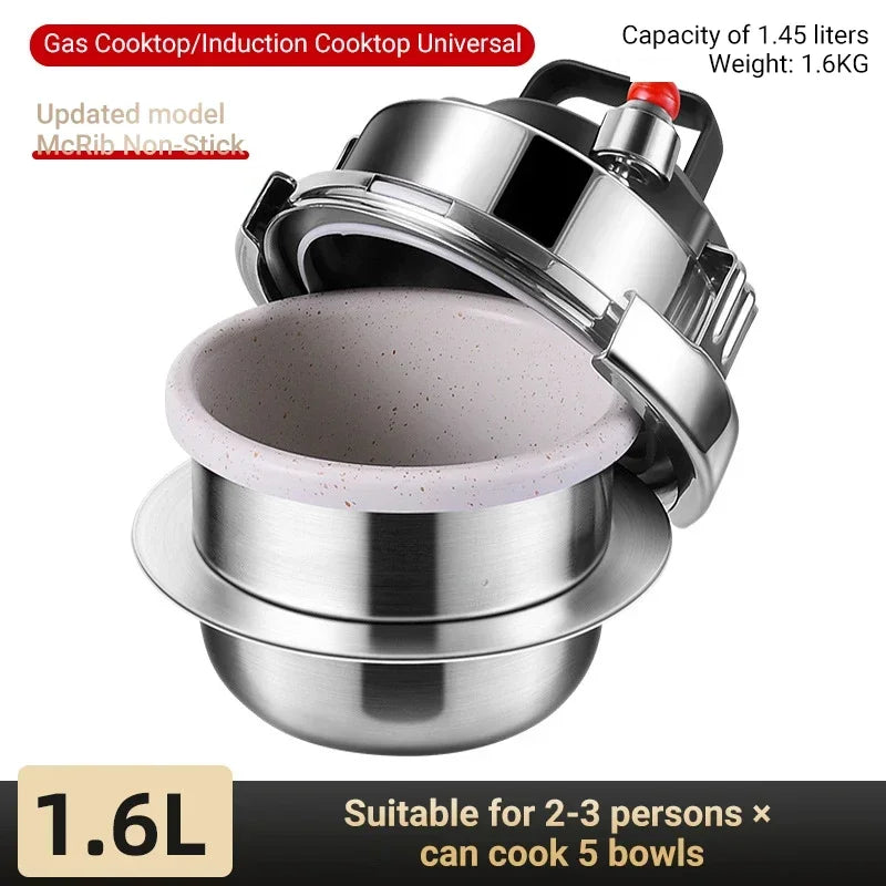 Portable Stainless Steel Pressure Cooker - 08-2L Outdoor Camping Rice Cooker - ZOOMNSTORE