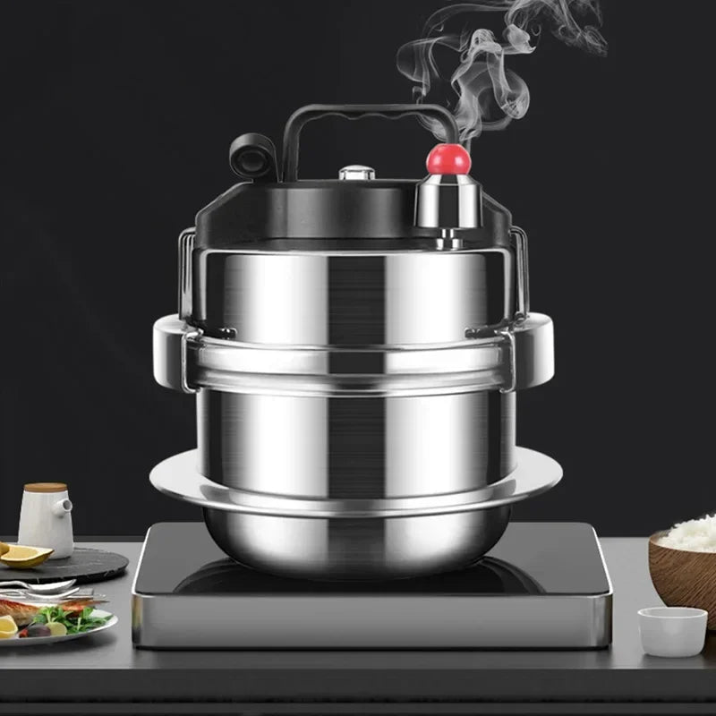 Portable Stainless Steel Pressure Cooker - 08-2L Outdoor Camping Rice Cooker - ZOOMNSTORE