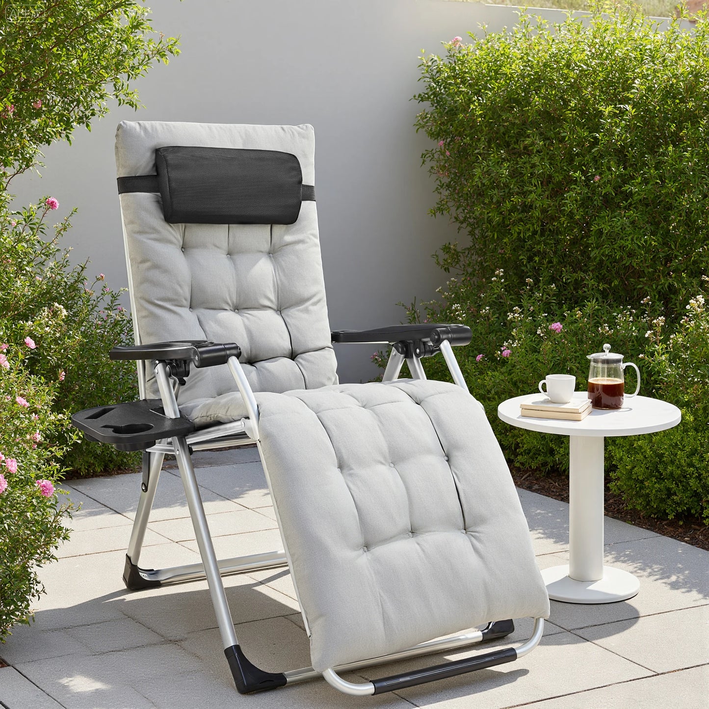 Portable Zero Gravity Recliner Chairs - Set of 2 with Cup Holders Adjustable Pillows for Camping Outdoor Use - ZOOMNSTORE