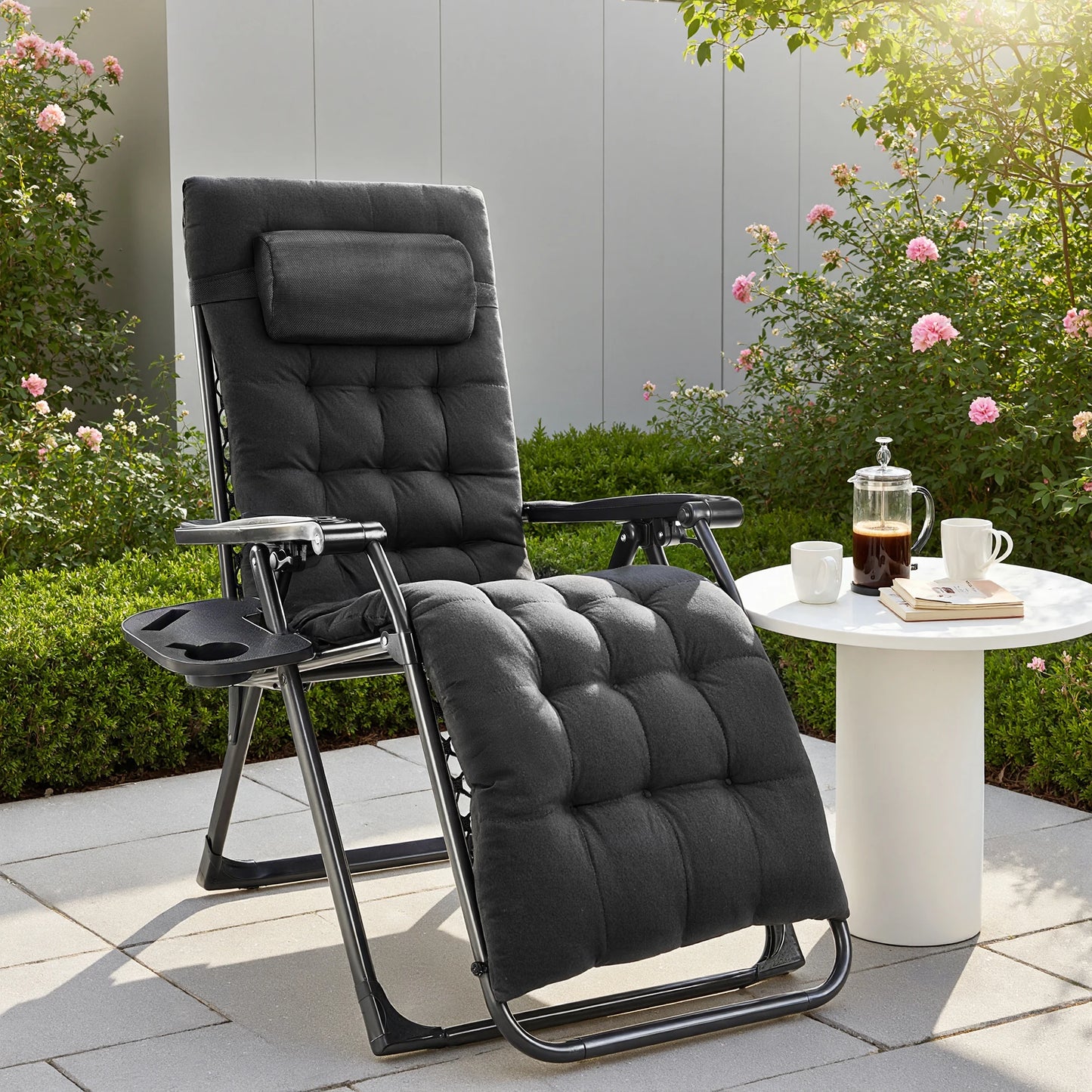 Portable Zero Gravity Recliner Chairs - Set of 2 with Cup Holders Adjustable Pillows for Camping Outdoor Use - ZOOMNSTORE