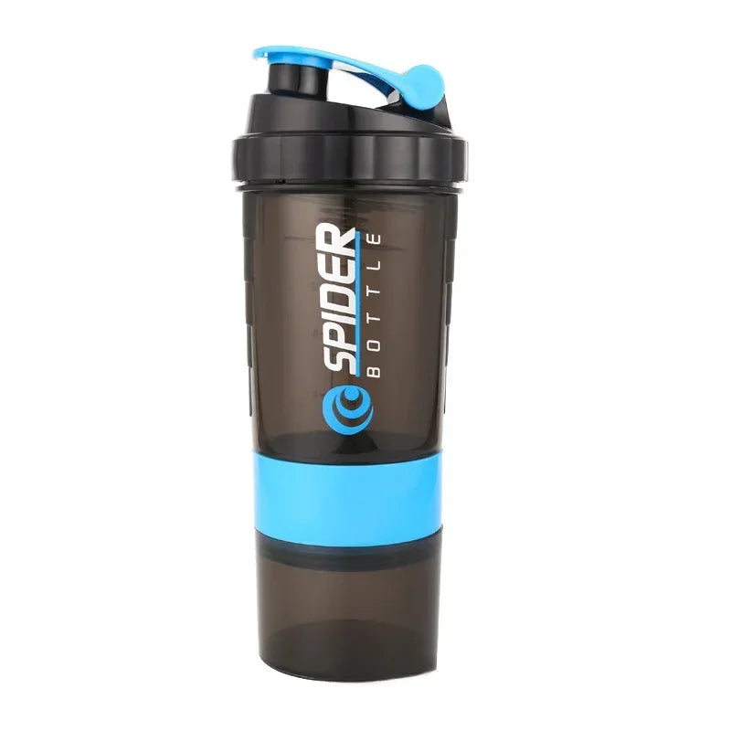 Protein Shaker Bottle – 500ml Layered Gym Bottle with Wire Stirring Ball & Extra Storage - ZOOMNSTORE