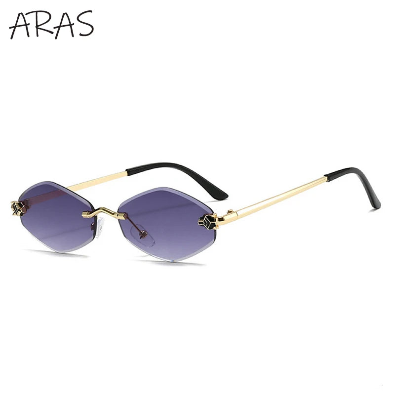 Punk Rimless Hexagon Sunglasses - Luxury UV400 Eyewear for Women - ZOOMNSTORE