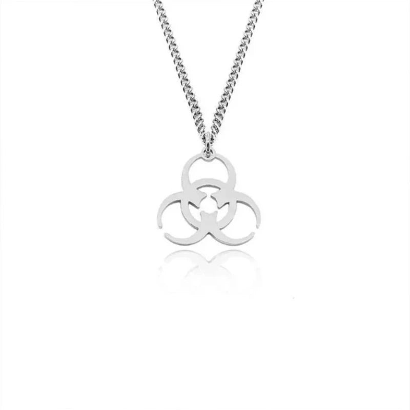 Punk Biochemical Crisis stainless steel necklace Pendant Hip Hop Silver Color Couple Necklace for Women Men Girls Couple Jewelry - ZOOMNSTORE