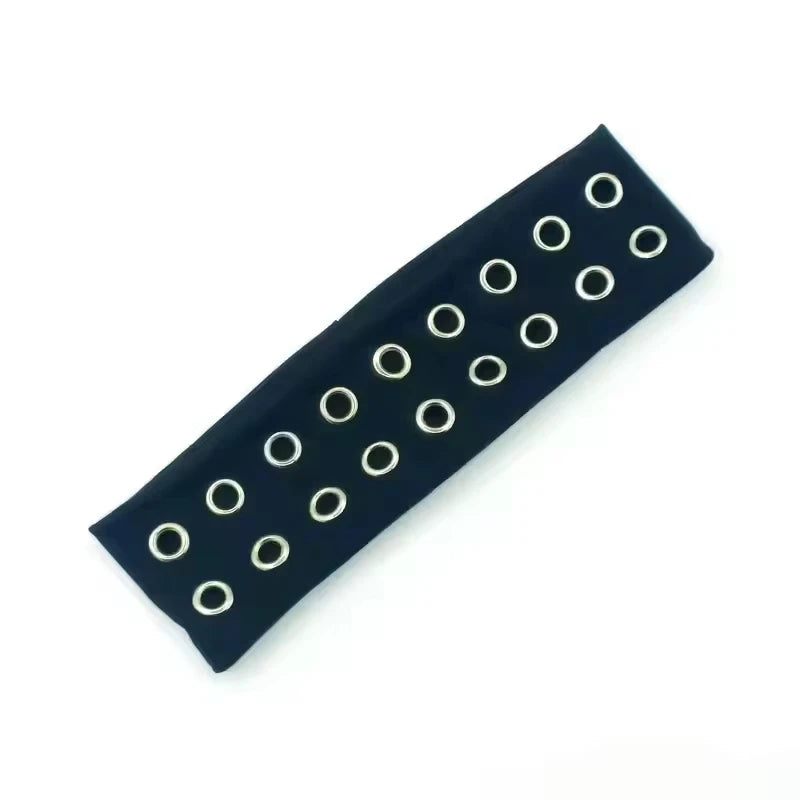 Punk Girl Hollowed Out Eyelets Wide Elastic Headband Stretchy Metal Rock Steampunk for Sports Headbands Hair Accessories - ZOOMNSTORE