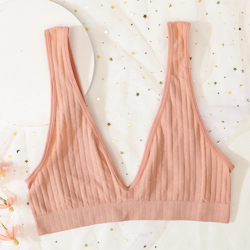 Push Up Bras - Seamless Wire Free Bra | Ribbed Bralette, Comfortable Lingerie for Daily Wear - ZOOMNSTORE