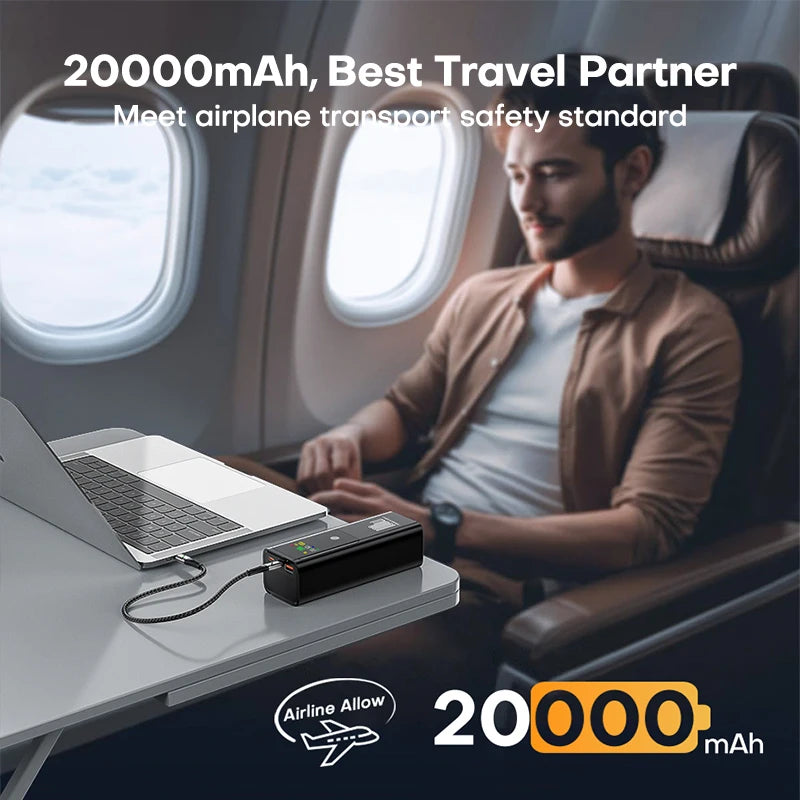 QOOVI PD 100W Power Bank 20000mAh External Battery Capacity Fast Charging Portable Charger Powerbank For Laptop iPhone Samsung - ZOOMNSTORE