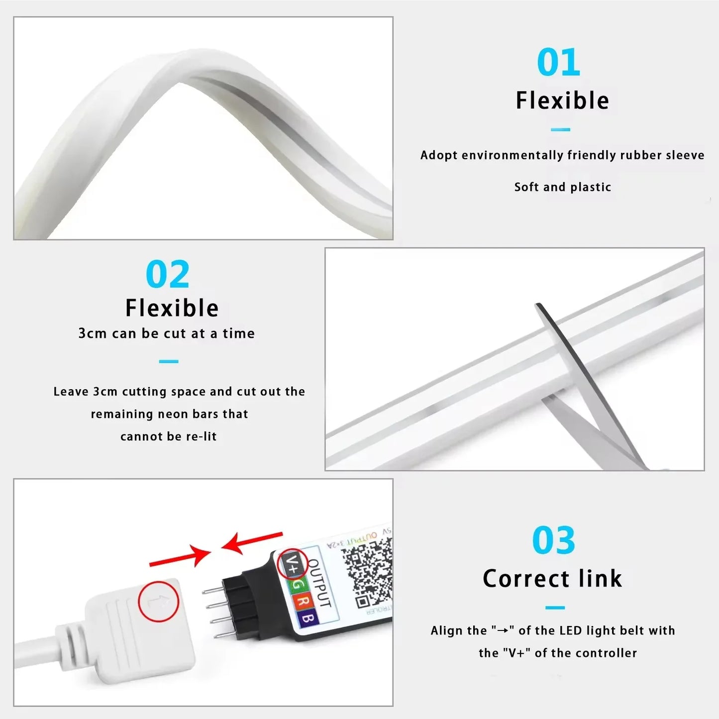 RGB Neon LED Strip - Waterproof Flexible LED Ribbon with Tuya App Remote Control for Home Decor - ZOOMNSTORE