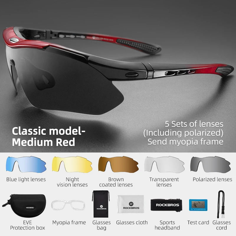 ROCKBROS Polarized Cycling Glasses - Mens Sports Sunglasses for Road MTB Riding - ZOOMNSTORE