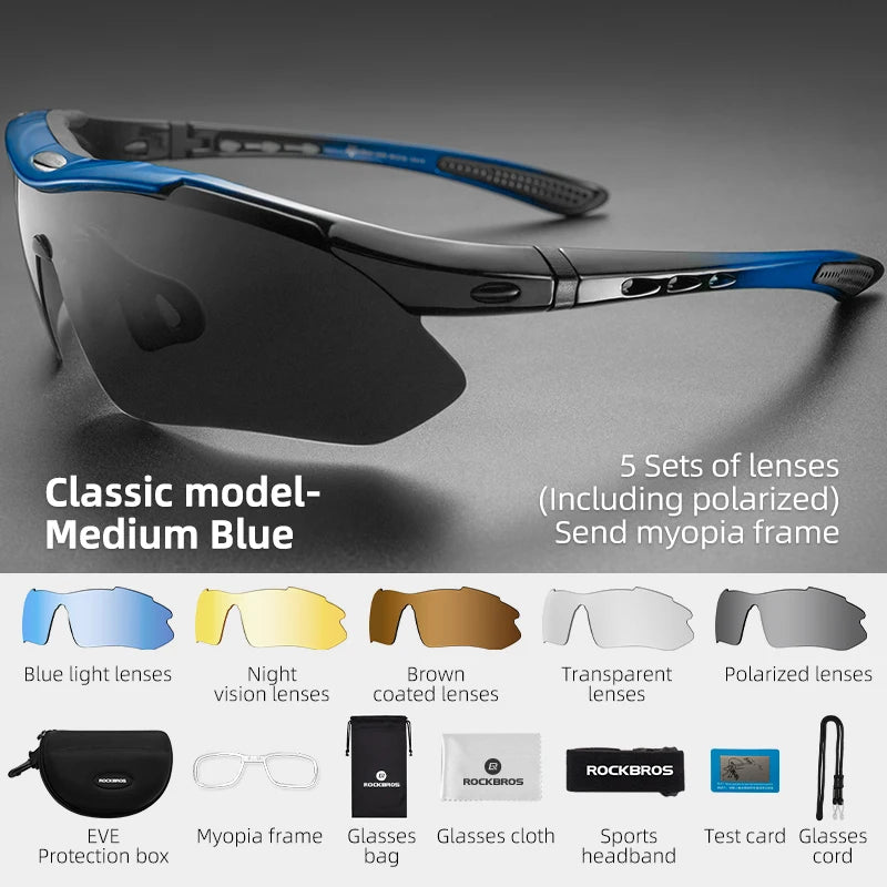 ROCKBROS Polarized Cycling Glasses - Mens Sports Sunglasses for Road MTB Riding - ZOOMNSTORE