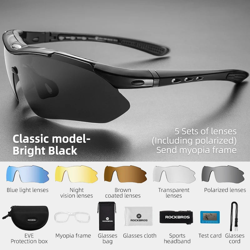 ROCKBROS Polarized Cycling Glasses - Mens Sports Sunglasses for Road MTB Riding - ZOOMNSTORE