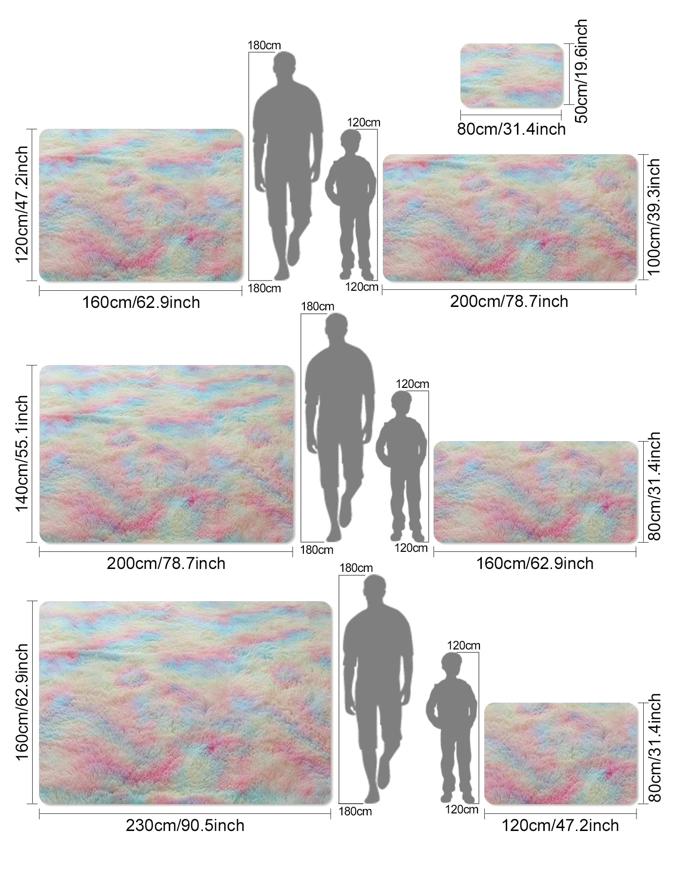Rainbow Kids Carpet - Soft Colorful Rug for Bedroom and Living Room - ZOOMNSTORE