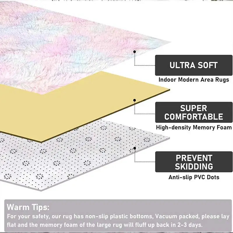 Rainbow Kids Carpet - Soft Colorful Rug for Bedroom and Living Room - ZOOMNSTORE
