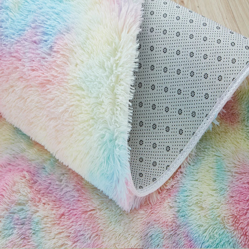 Rainbow Kids Carpet - Soft Colorful Rug for Bedroom and Living Room - ZOOMNSTORE