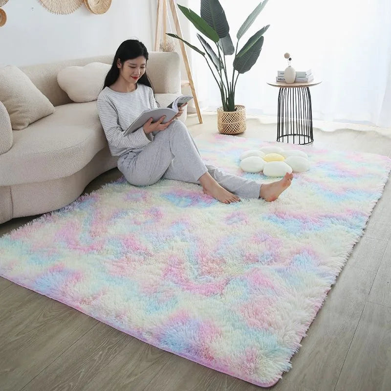 Rainbow Kids Carpet - Soft Colorful Rug for Bedroom and Living Room - ZOOMNSTORE