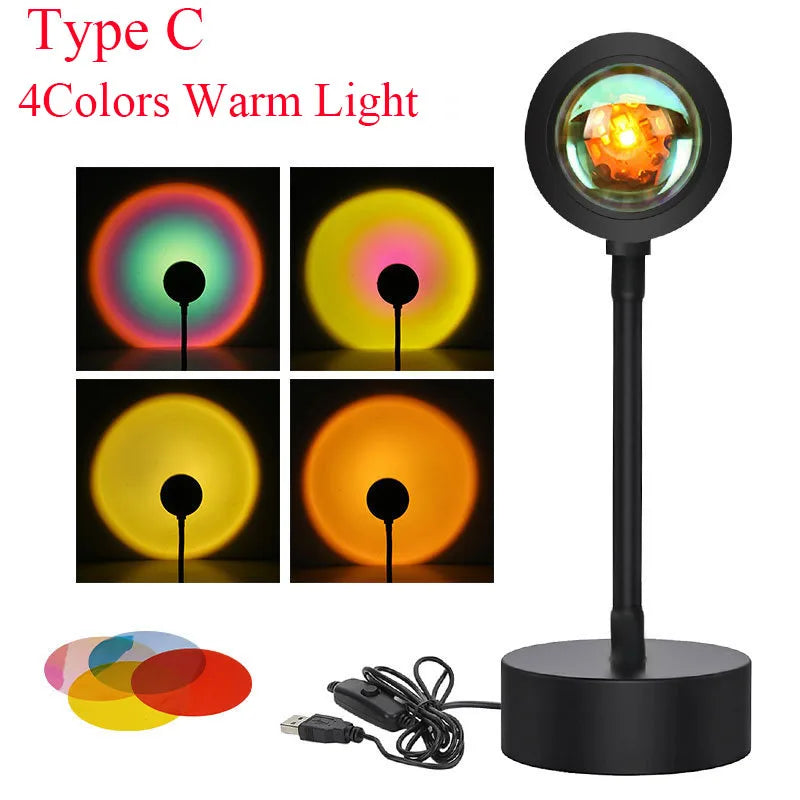 Rainbow Sunset LED Projector Lamp - Remote Control Night Light for Home Decoration - ZOOMNSTORE