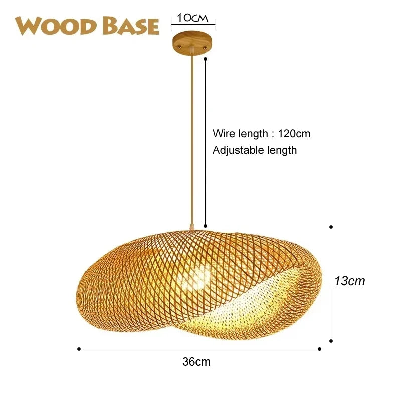 Rattan Bamboo Pendant Light - Hand-Knitted Wicker Chandelier for Home Decor - ZOOMNSTORE