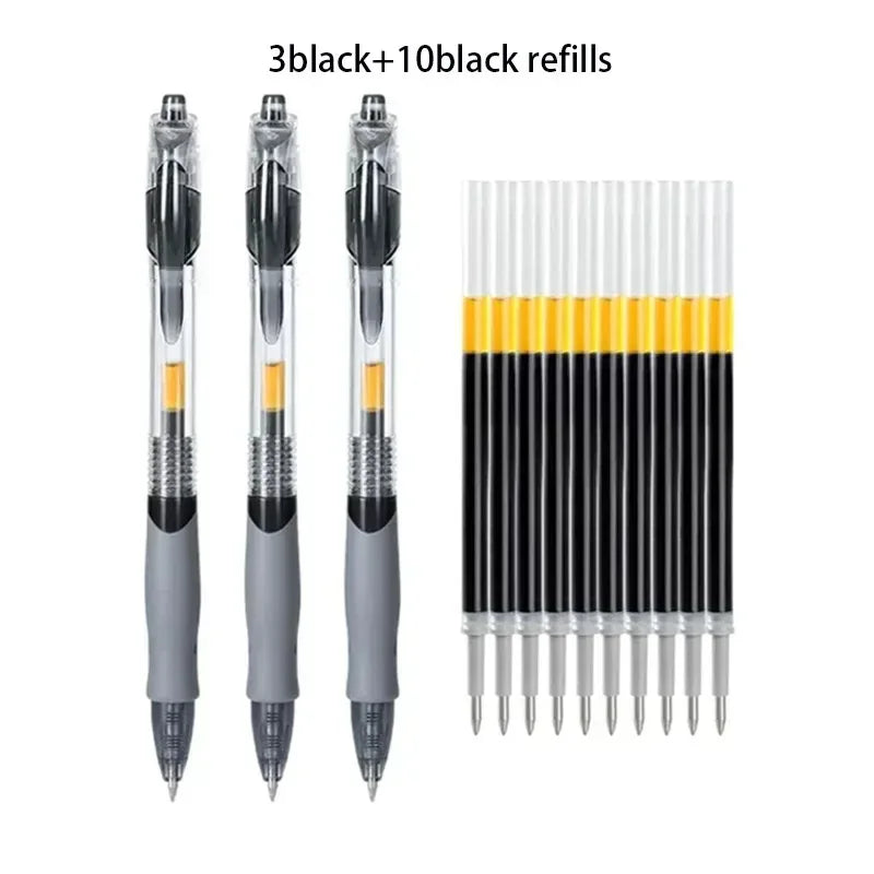 13/30pcs Retractable Gel Pens Set Black/Red/Blue Ink Ballpoint for Writing Refills Office Accessories School Supplies Stationery - ZOOMNSTORE