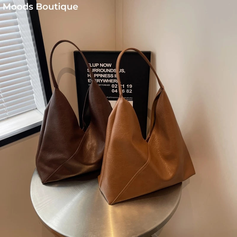 Retro 2-in-1 Shoulder Bag - Large Capacity PU Leather Tote for Women - ZOOMNSTORE
