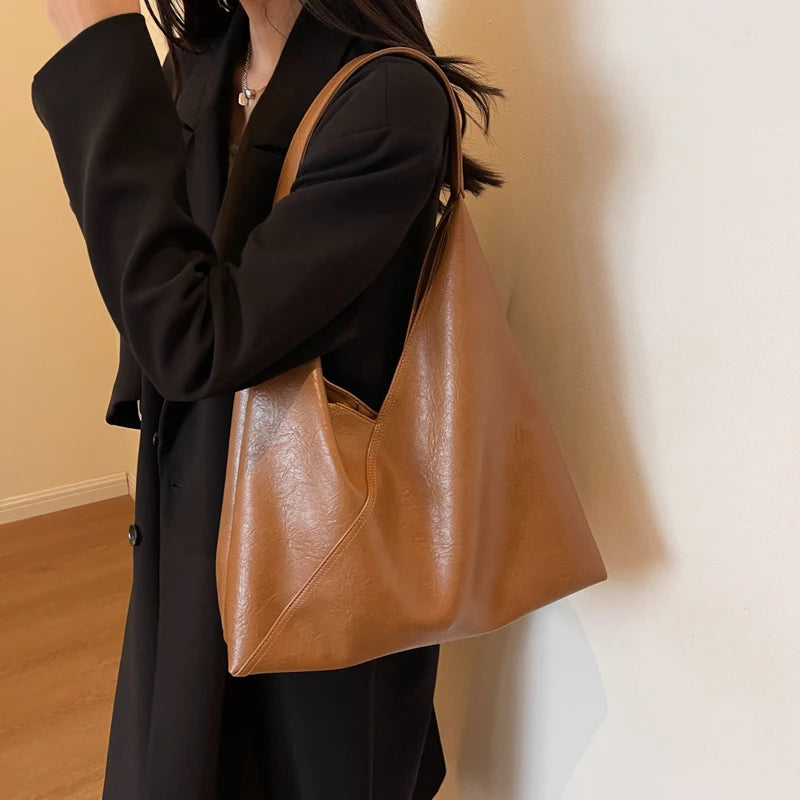 Retro 2-in-1 Shoulder Bag - Large Capacity PU Leather Tote for Women - ZOOMNSTORE