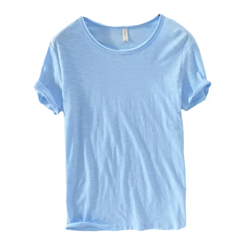 Retro Cotton T-Shirt for Men - Lightweight Slim-Fit O-Neck Casual Top - ZOOMNSTORE