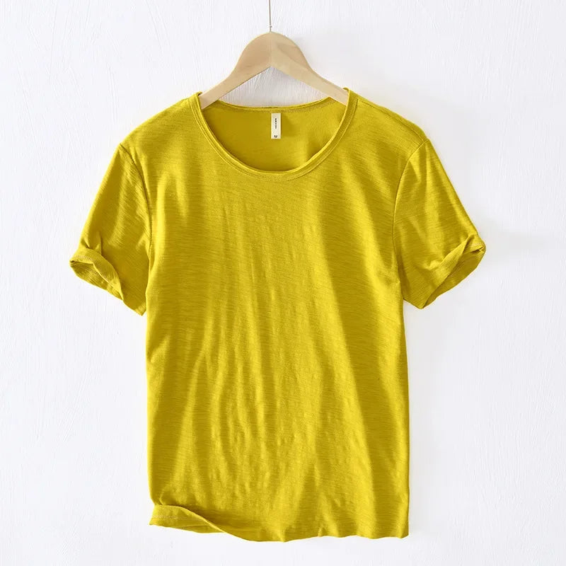 Retro Cotton T-Shirt for Men - Lightweight Slim-Fit O-Neck Casual Top - ZOOMNSTORE