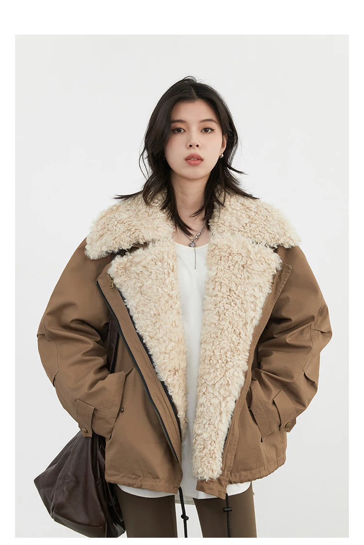 Retro Motorcycle Jacket - Womens Casual Cotton Overcoat for Autumn Winter 2024 - ZOOMNSTORE