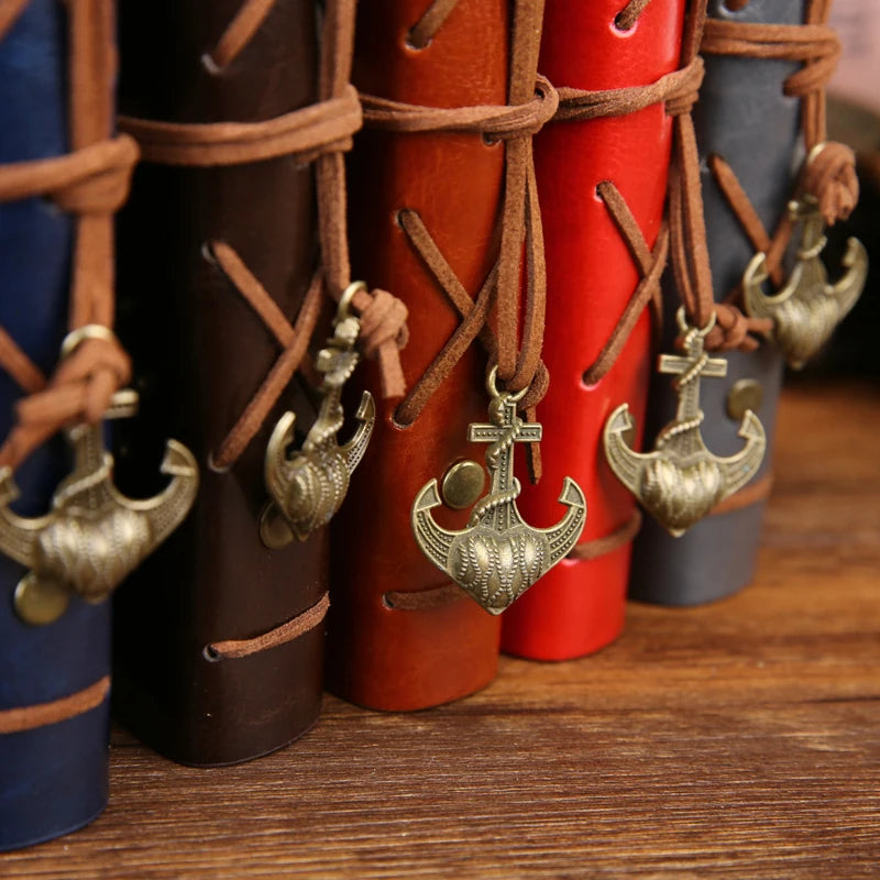 Retro Pirate Notebook - Vintage Leather Spiral Journal with Replaceable Pages - ZOOMNSTORE