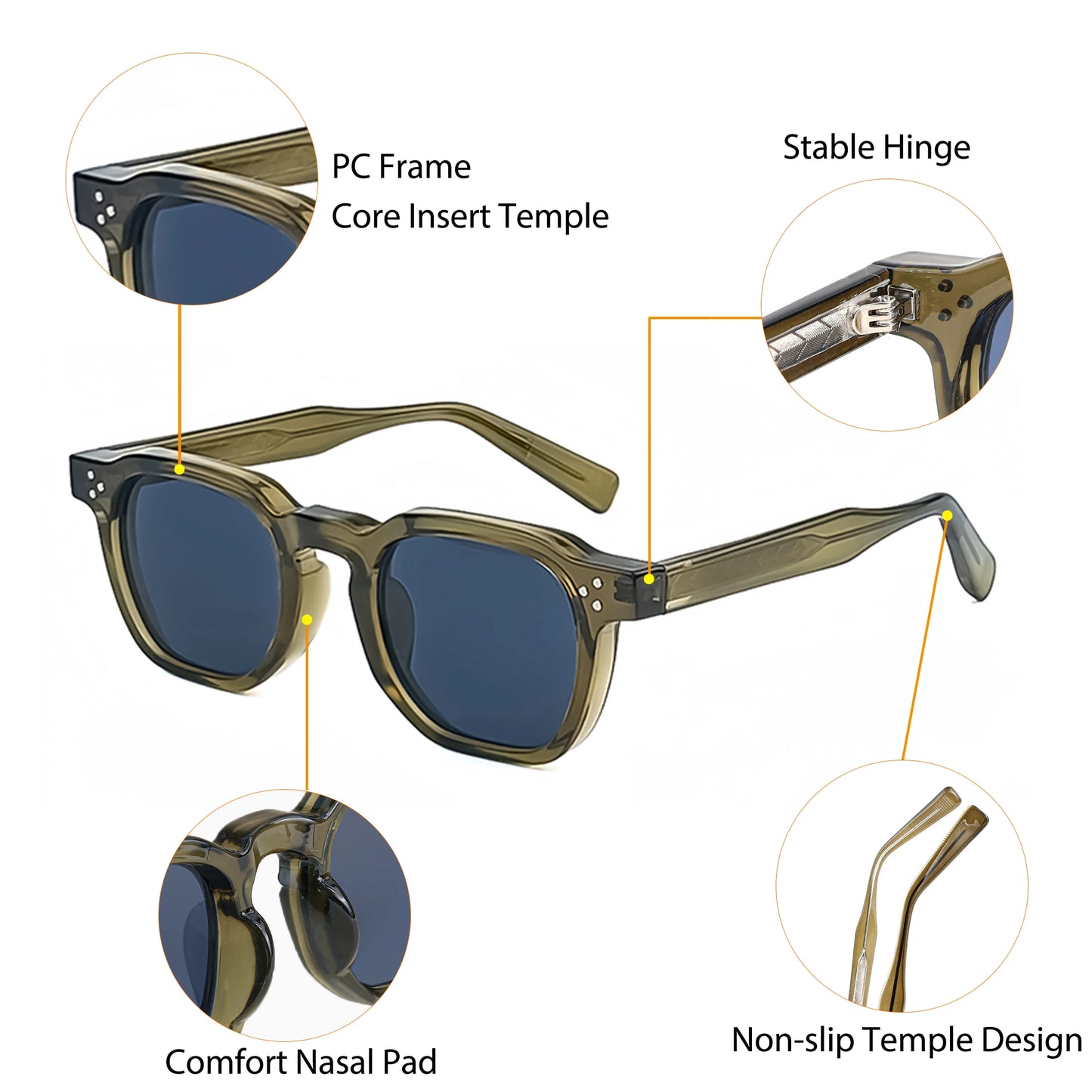 Retro Punk Sunglasses - Small Frame Square Design for Men Women Ideal for Travel Parties and Festivals - ZOOMNSTORE