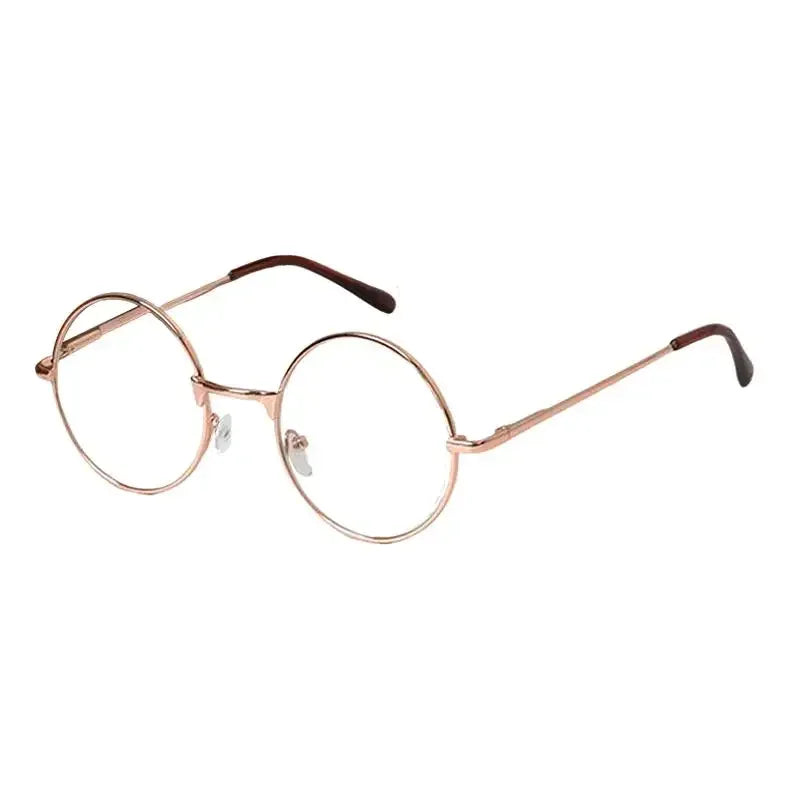 Retro Round Reading Glasses - Full Rim Metal Frame Blue Light Eyewear +4.00 Magnification - ZOOMNSTORE