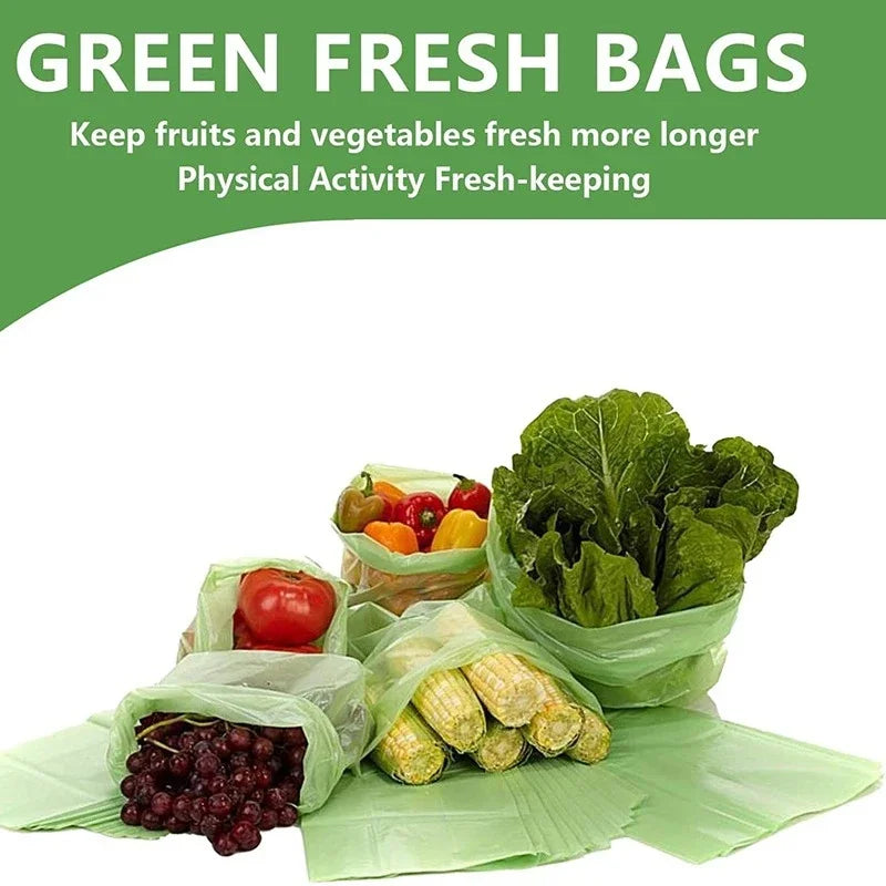 Green Bags for Fruits and Veggies Reusable Vegetable Bags for Refrigerator Food Keep Fruits, Vegetables and Cut Flowers - ZOOMNSTORE