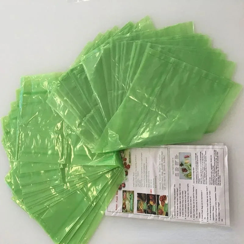 Green Bags for Fruits and Veggies Reusable Vegetable Bags for Refrigerator Food Keep Fruits, Vegetables and Cut Flowers - ZOOMNSTORE