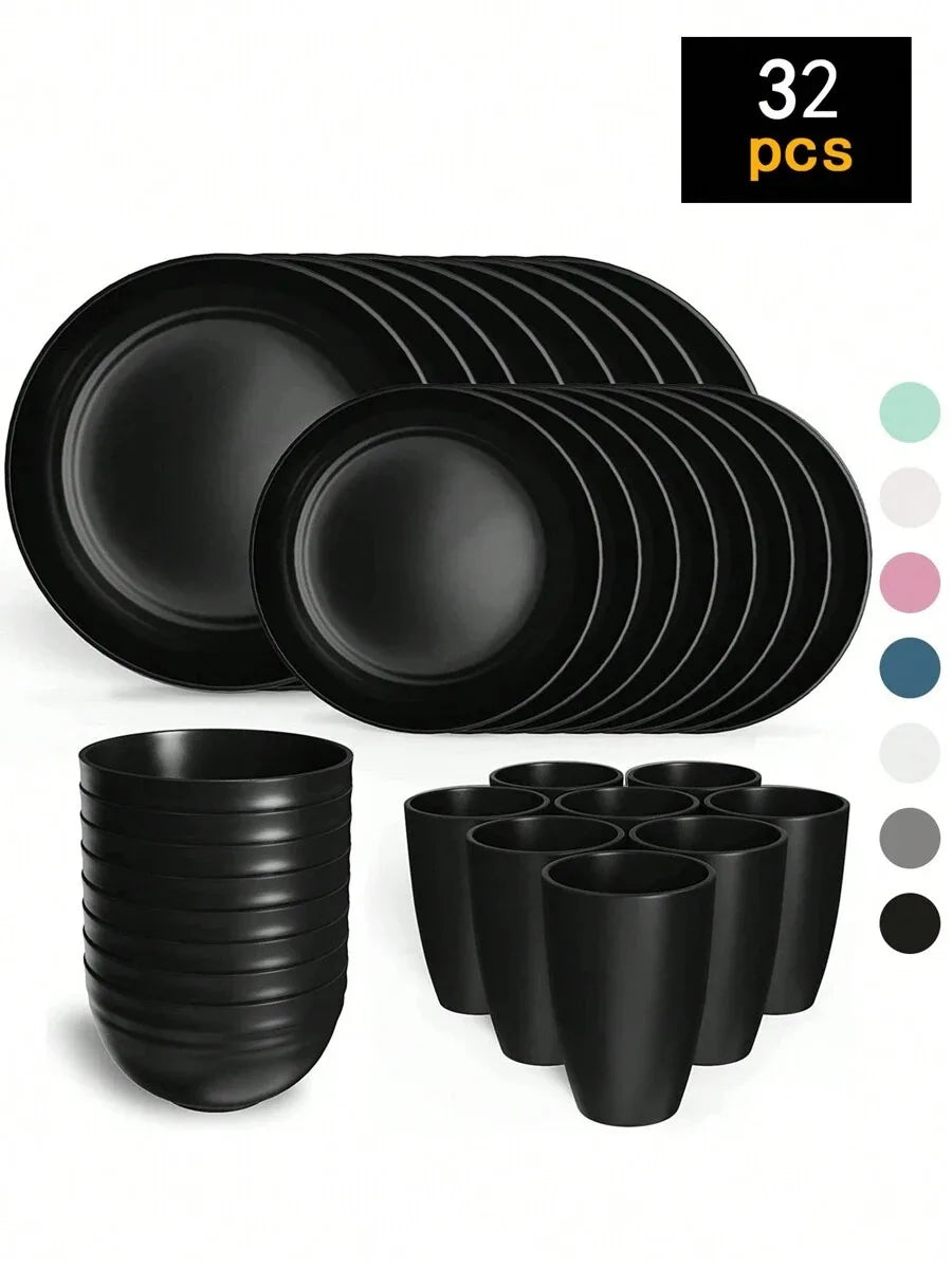 Reusable Plastic Tableware Set - 41624pcs Plates Bowls Cups for Picnics School Supplies - ZOOMNSTORE