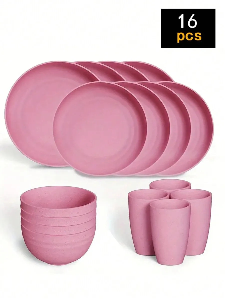 Reusable Plastic Tableware Set - 41624pcs Plates Bowls Cups for Picnics School Supplies - ZOOMNSTORE