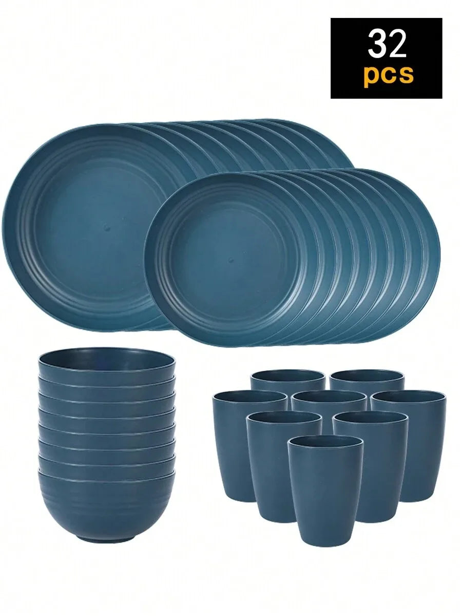 Reusable Plastic Tableware Set - 41624pcs Plates Bowls Cups for Picnics School Supplies - ZOOMNSTORE