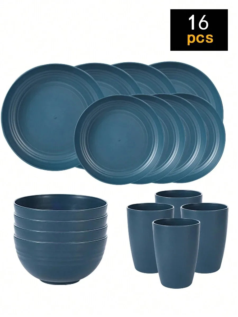 Reusable Plastic Tableware Set - 41624pcs Plates Bowls Cups for Picnics School Supplies - ZOOMNSTORE