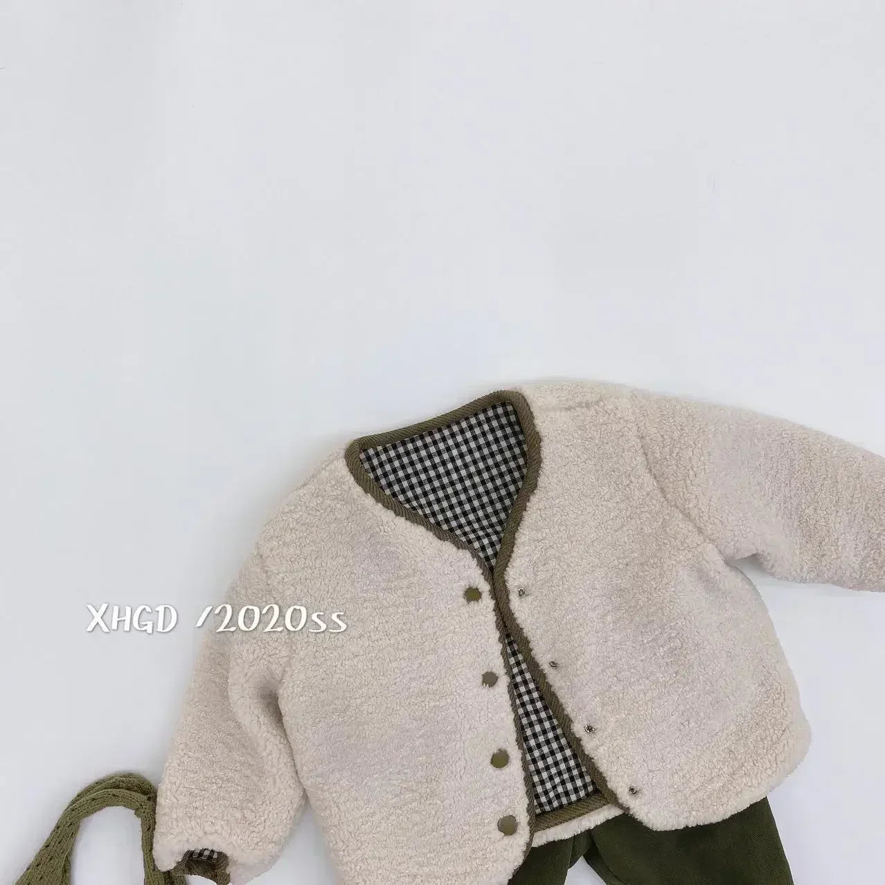 Reversible Plaid Plush Jacket - Warm Winter Coat for Kids - ZOOMNSTORE