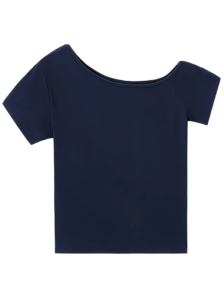 Ribbed Cotton Off-Shoulder Top - Slim Fit Summer Tee for Women - ZOOMNSTORE