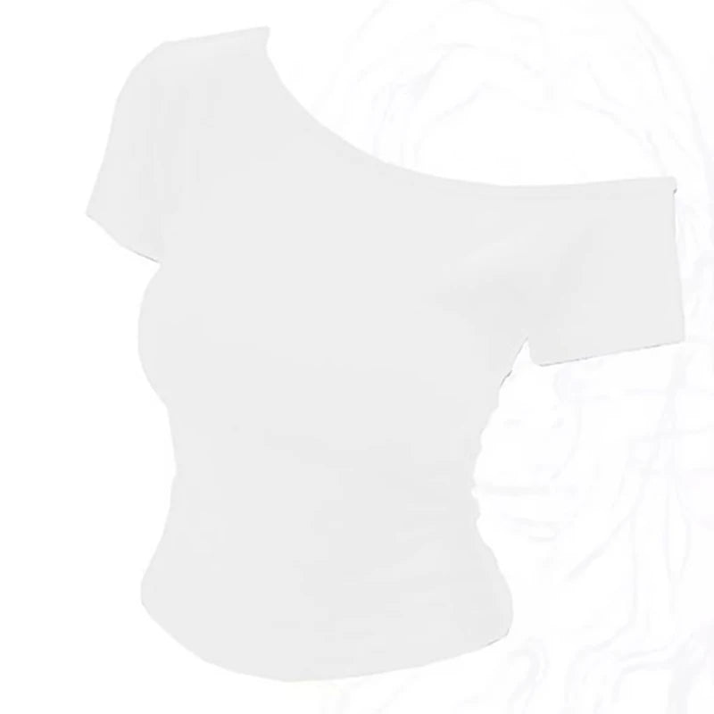 Ribbed Cotton Off-Shoulder Top - Slim Fit Summer Tee for Women - ZOOMNSTORE