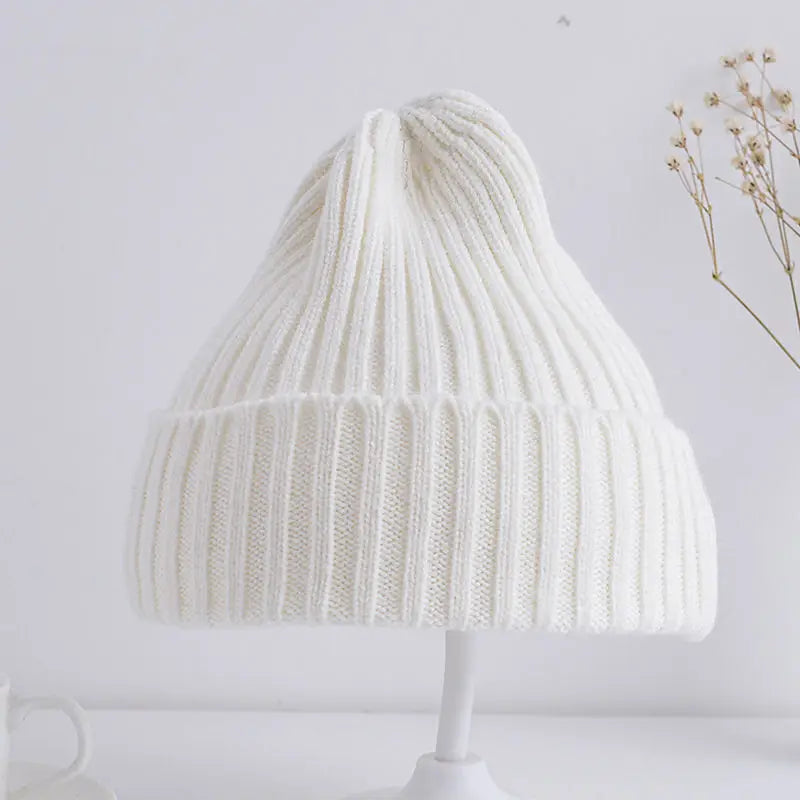 Baby Kids Ribbed Knitted Beanie Hats For Girls Boys Casual Toddlers Windproof Cap 6M-4Years Baby Photography Props Accessories - ZOOMNSTORE