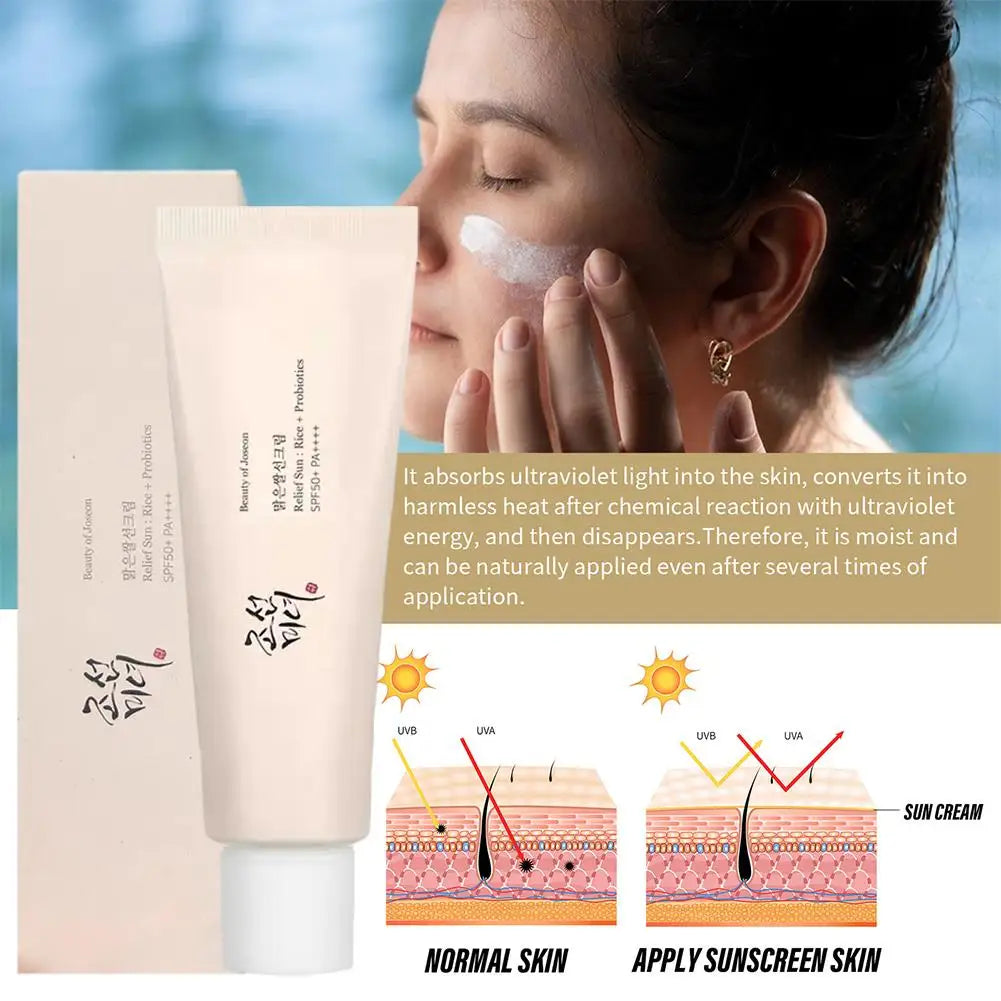 Rice Sunscreen 50ml - Lightweight Non-Greasy Sun Protection for Sensitive Skin - ZOOMNSTORE
