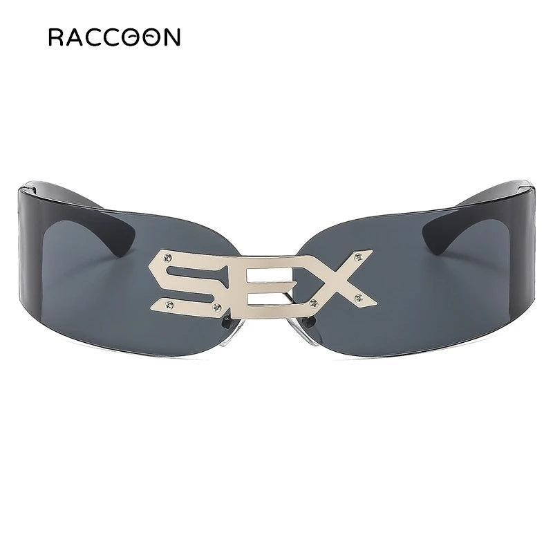 Rimless Steampunk Sunglasses - Y2K Futuristic Punk Shades for Men Women - ZOOMNSTORE