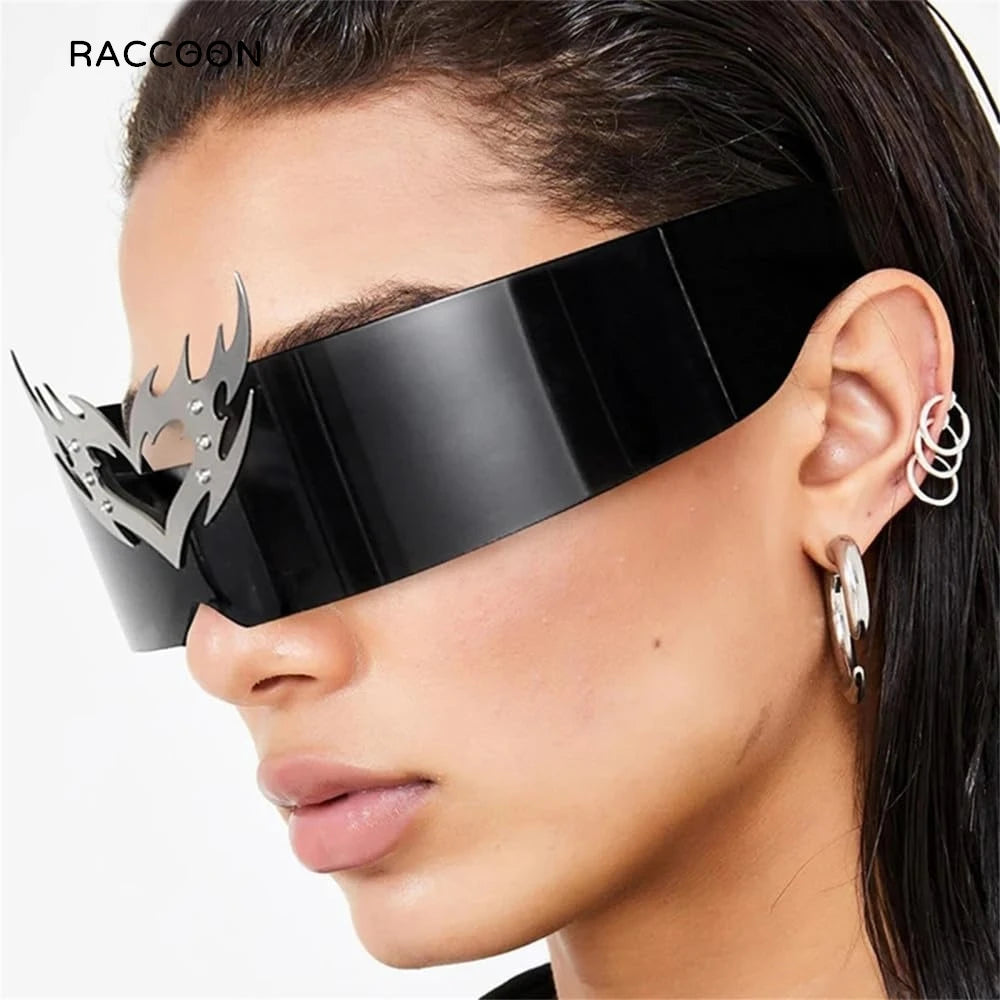 Rimless Steampunk Sunglasses - Y2K Futuristic Punk Shades for Men Women - ZOOMNSTORE