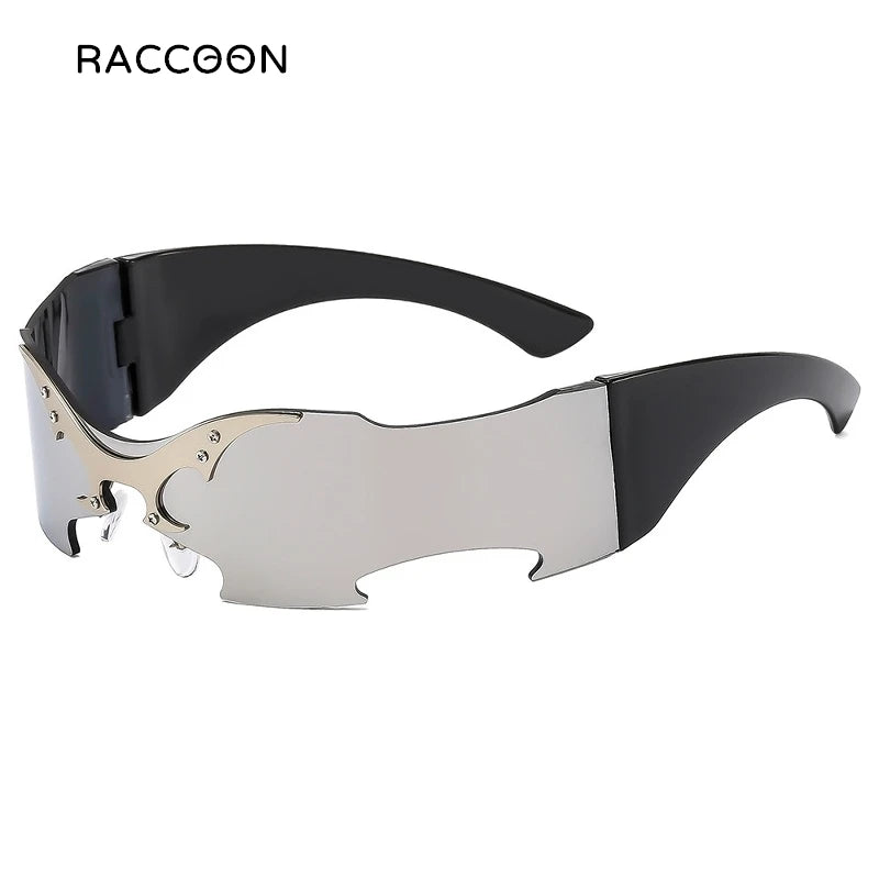 Rimless Steampunk Sunglasses - Y2K Futuristic Punk Shades for Men Women - ZOOMNSTORE