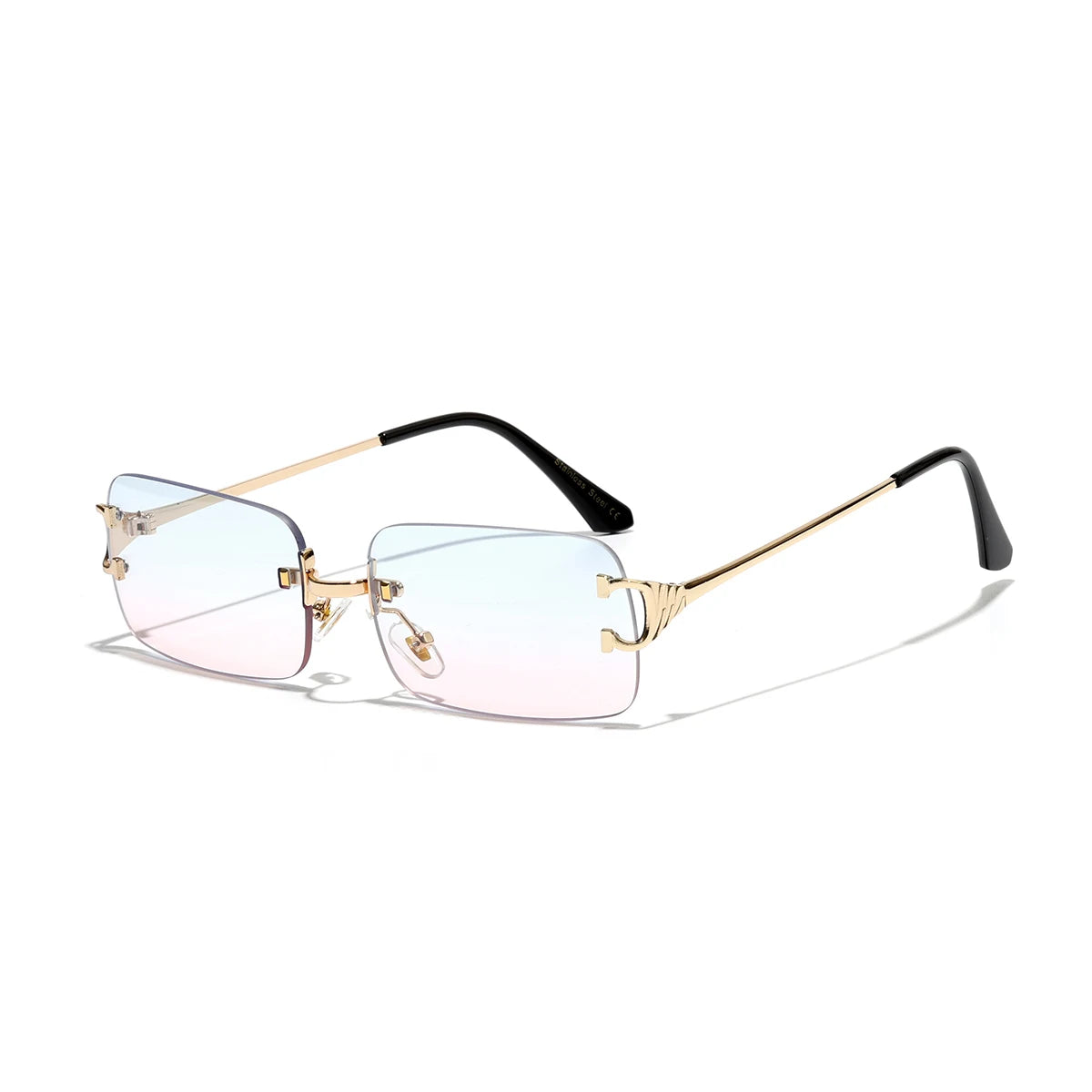 Rimless UV400 Sunglasses - Fashion Square Metal Shades for Men Women - ZOOMNSTORE