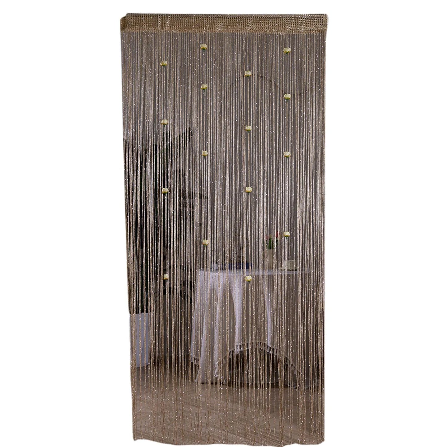 Rose Flower Door Curtain - 3D Tassel String Privacy Window Panel for Living Room - ZOOMNSTORE