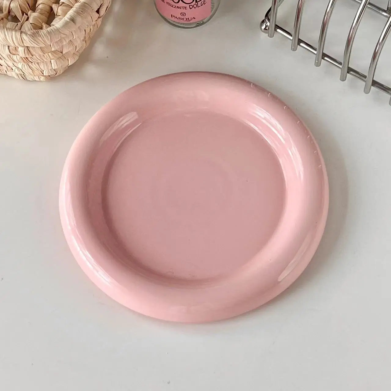 Round Ceramic Plate - Thick-Edged Nordic Tableware for Steak and Main Course - ZOOMNSTORE